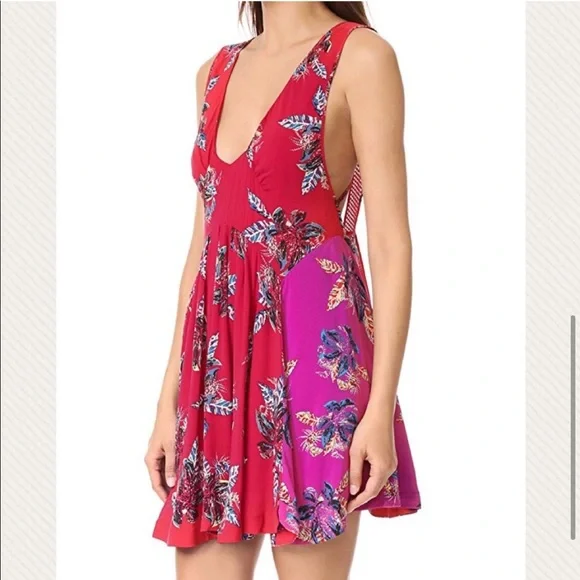 Pink & Red Floral “Thought I was Dreaming” Free People Dress - Picture 4 of 9
